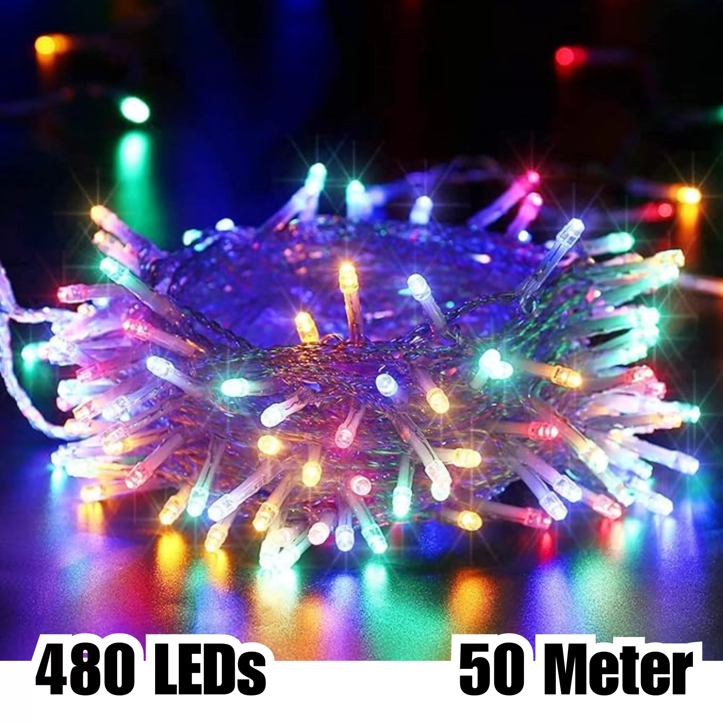 Picture of 480 LED Multicolor String Lights – 50 Meter Decorative Fairy Lights for Christmas, Home, Garden & Outdoor Festive Lighting