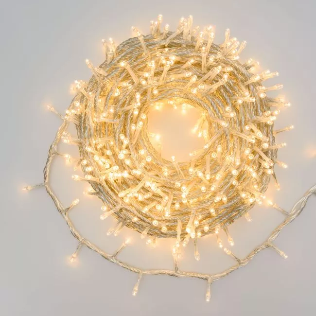Glowing golden string lights coil – 480 LEDs on a 50-meter wire for festive decoration