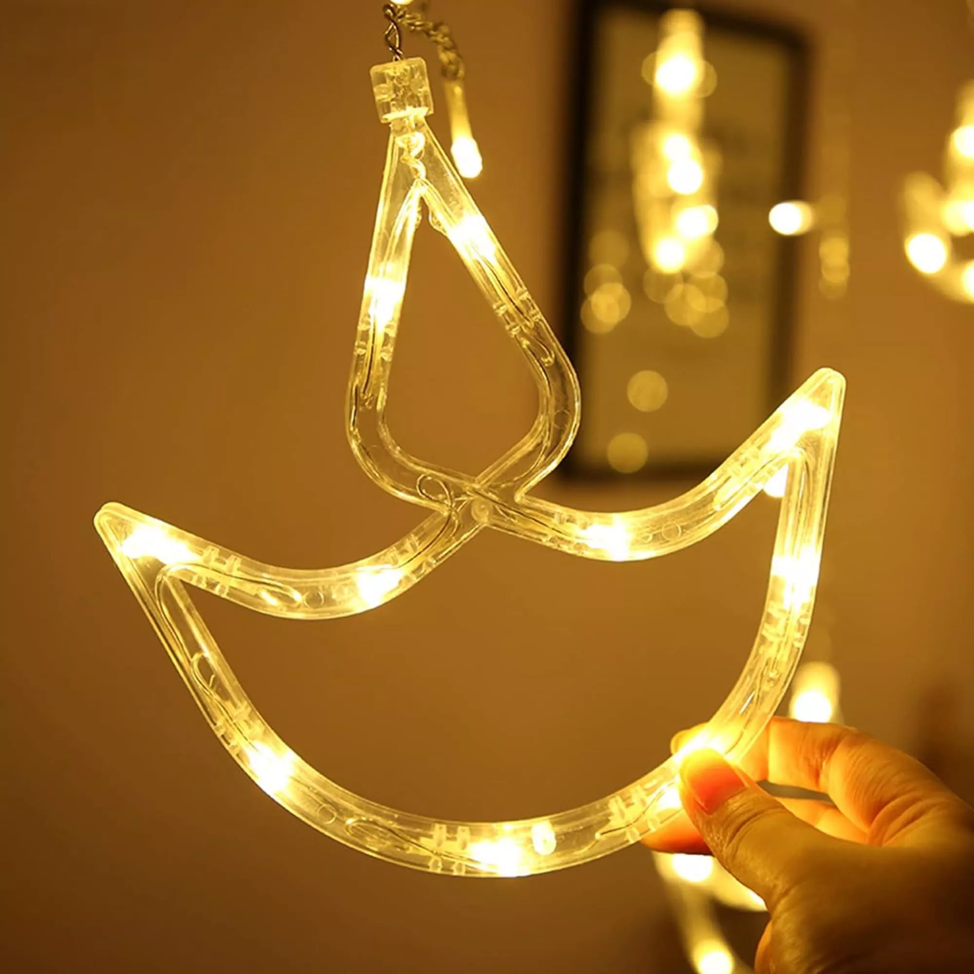 Picture of MODI Diya Curtain LED String Lights – 8 Modes, IP44 Waterproof Warm White Festival Hanging Lights for Home & Outdoor Décor (Diwali Series)