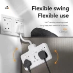 Universal British-Plug Multi-Outlet Extension Socket with Swivel Head & Power Switch for Home & Travel