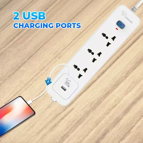 Picture of GONGNIU Universal Extension Socket Power Strip (3M / 5M) – 3 Outlets + 2 USB Ports, Overload Protection, Fire-Resistant Design & Safety Lock