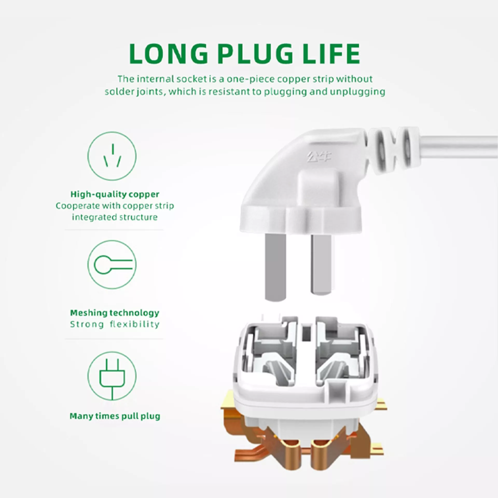Durable copper plug construction ensuring long plug life