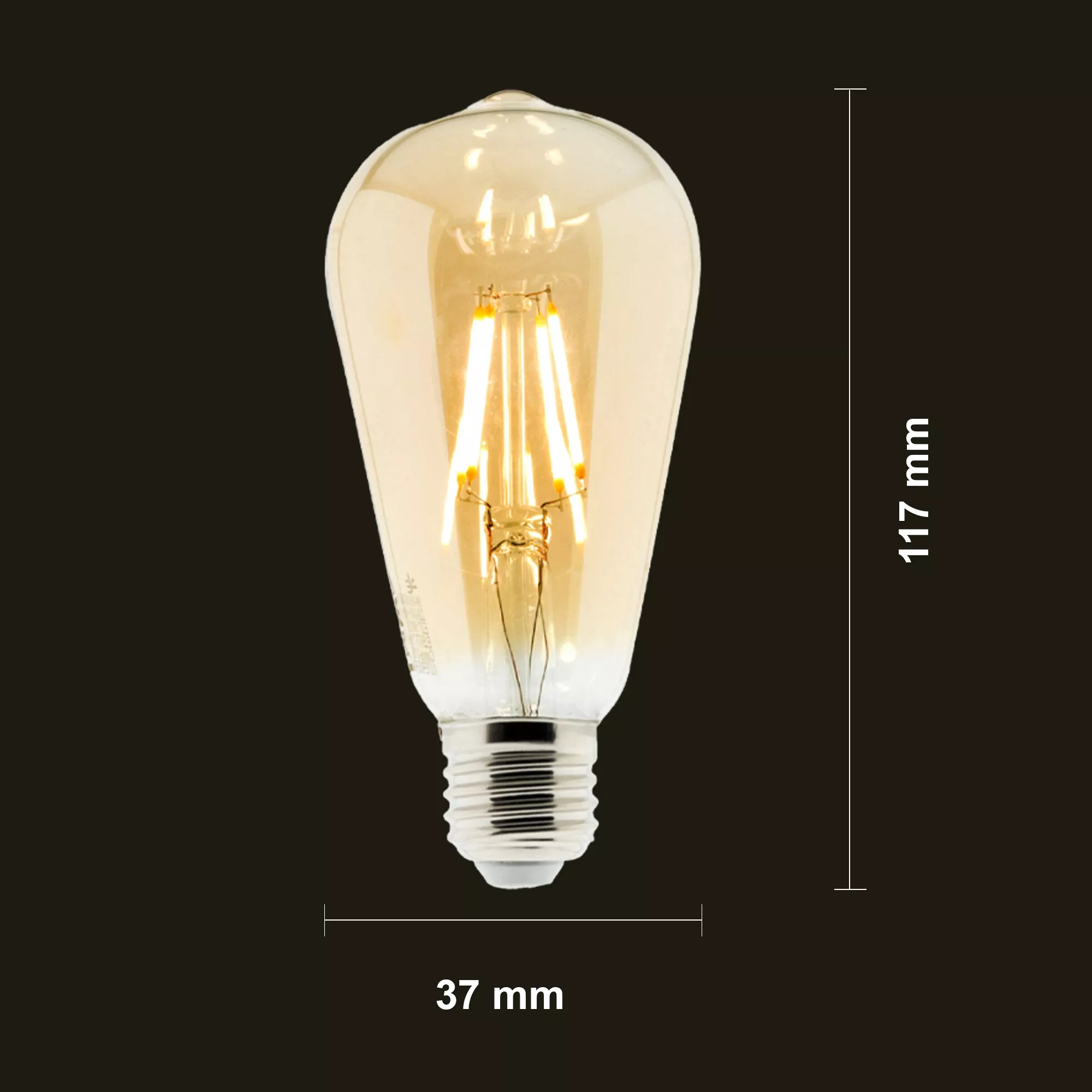 Picture of Vintage Edison LED Bulb 6W E27 – Warm Amber Decorative Filament Light