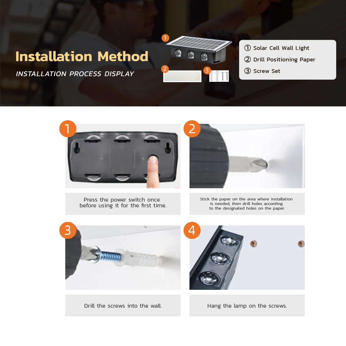 Picture of Small Solar Wall Light Outdoor Waterproof | 4W LED Solar Wall Lamp