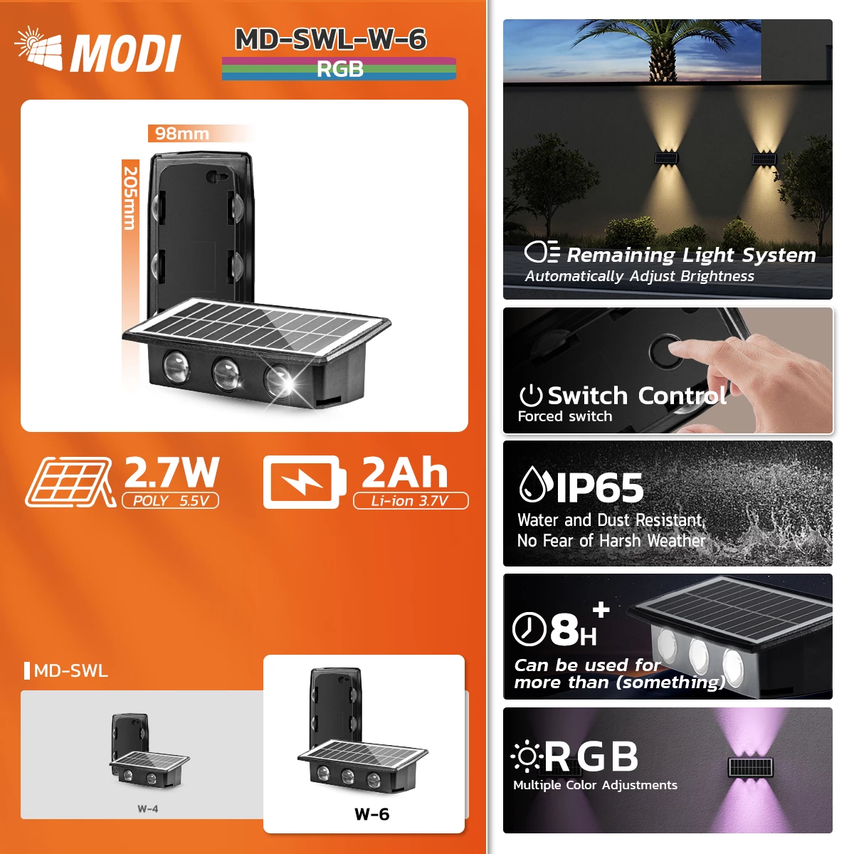 Picture of Small Solar Wall Light Outdoor Waterproof | 4W LED Solar Wall Lamp