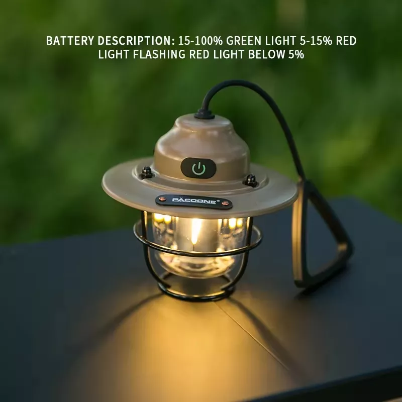 Picture of Retro Portable Camping Lantern – USB Rechargeable Vintage Hanging Lamp