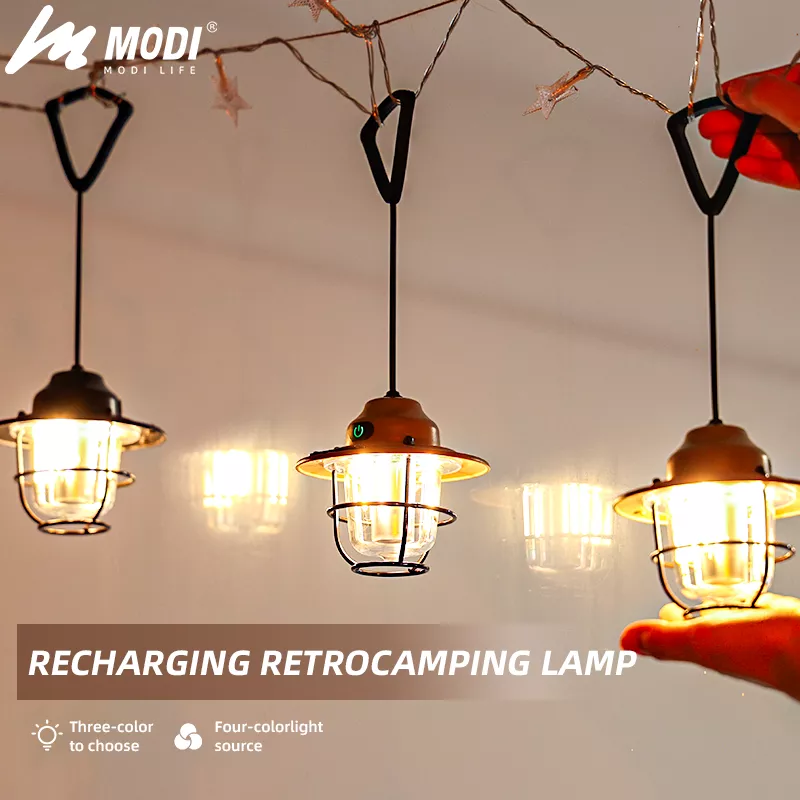 Picture of Retro Portable Camping Lantern – USB Rechargeable Vintage Hanging Lamp