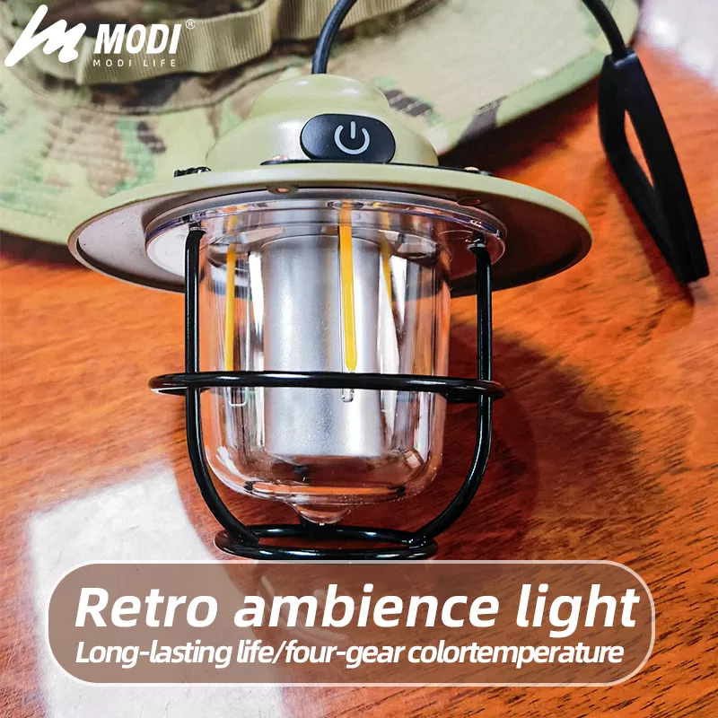 Picture of Retro Portable Camping Lantern – USB Rechargeable Vintage Hanging Lamp