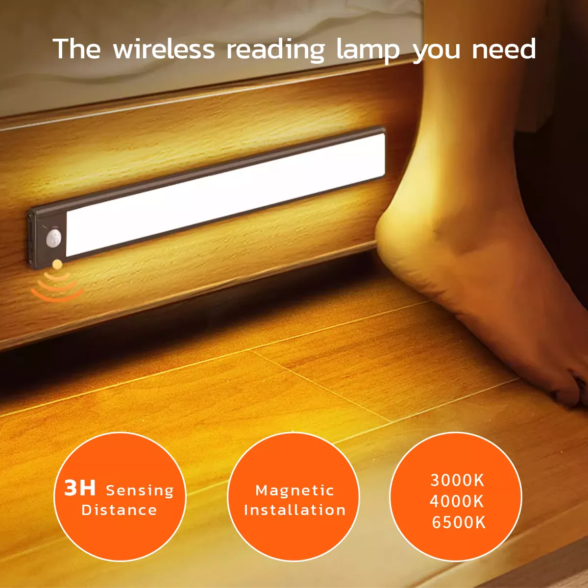 Picture of Slim LED Rechargeable Wall Light – 3 Color Touch Control Night Lamp 1.8W