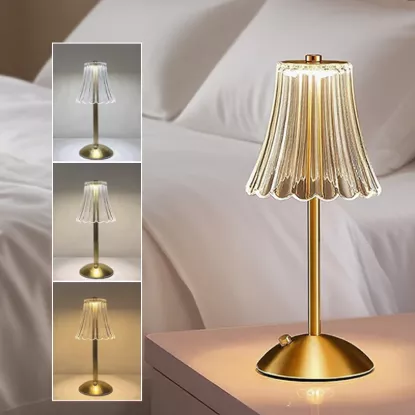 Picture of Crystal Diamond Table Lamp – Rechargeable Touch Dimming LED Lamp (Gold)