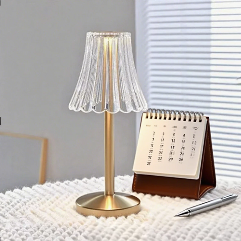Picture of Crystal Diamond Table Lamp – Rechargeable Touch Dimming LED Lamp (Gold)