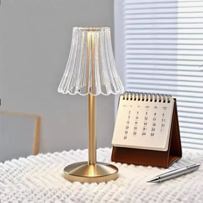 Picture of Crystal Diamond Table Lamp – Rechargeable Touch Dimming LED Lamp (Gold)