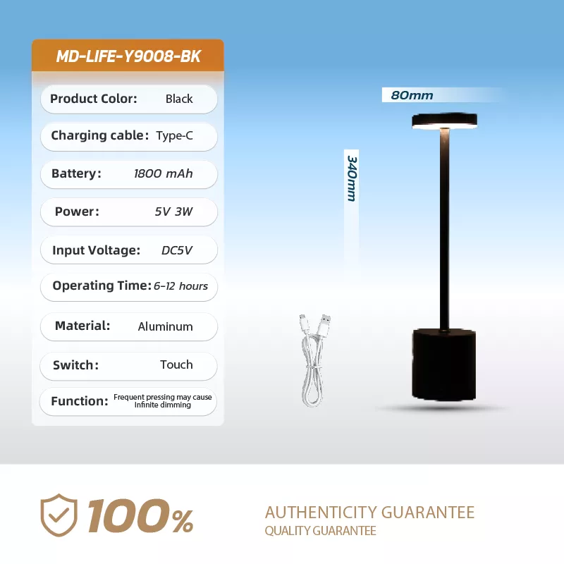 Picture of Modern Rechargeable LED Touch Sensor Table Lamp – 3 Color Dimming