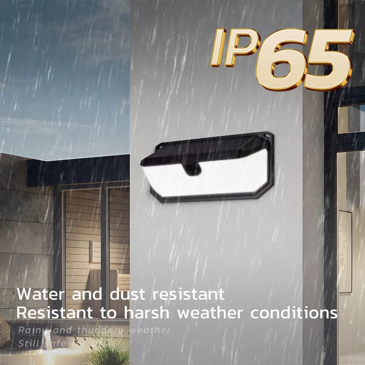 Picture of Solar Motion Sensor Wall Light 6500K | Outdoor Waterproof Security Light with PIR Sensor