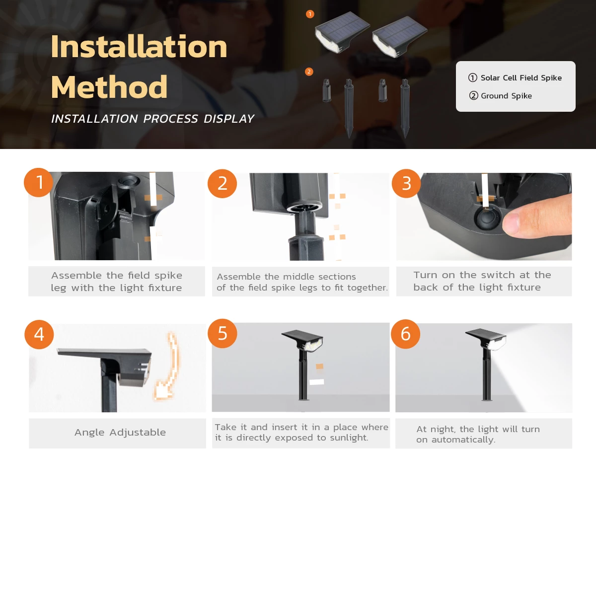 Installation process solar garden spike light step by step