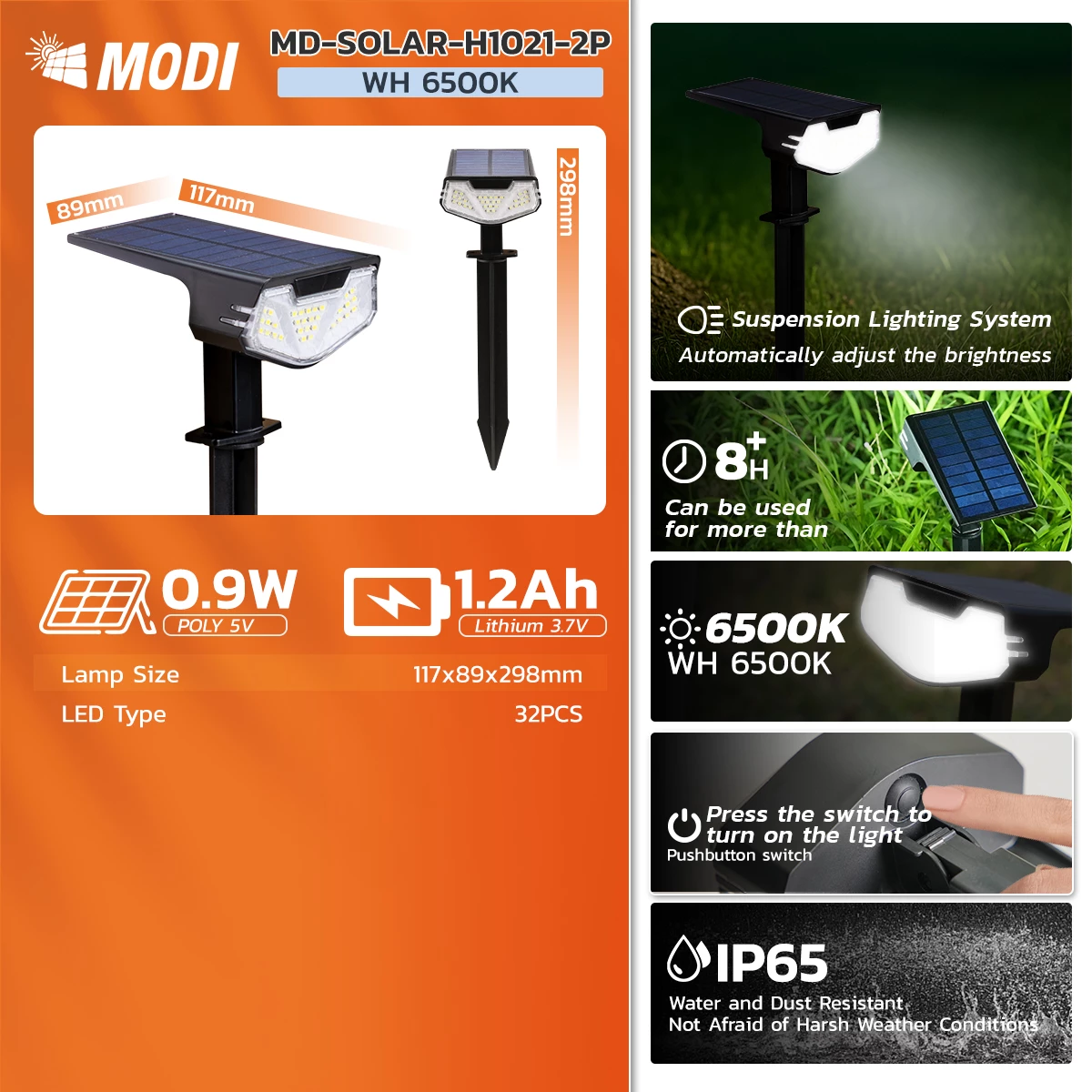 Picture of Solar Ground Spike Light 6500K