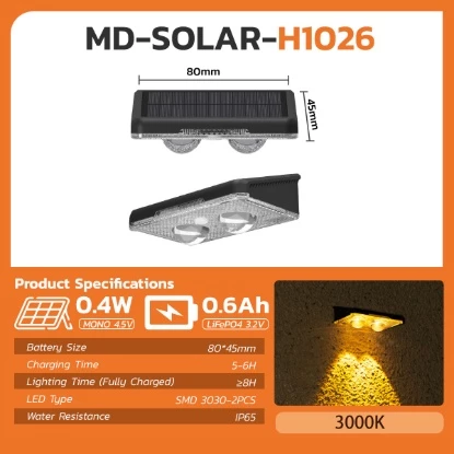 MODI solar wall light warm white 3000K installed on wall