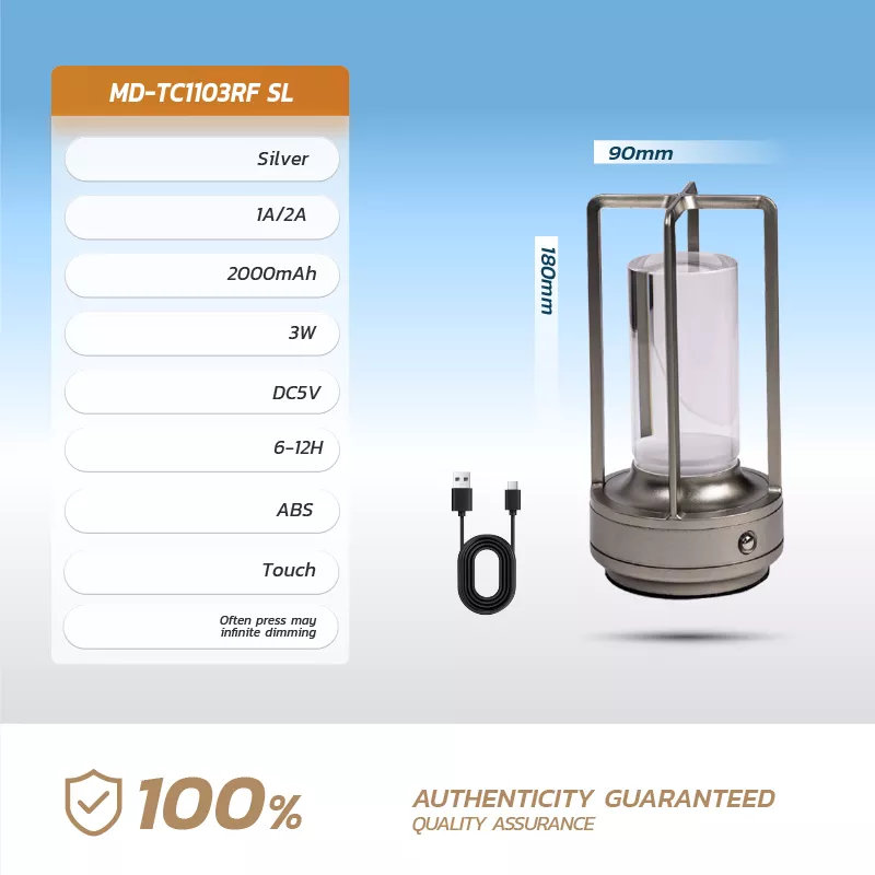 Picture of LED Crystal Table Lamp – Touch Control Rechargeable Vintage Bedside Lamp