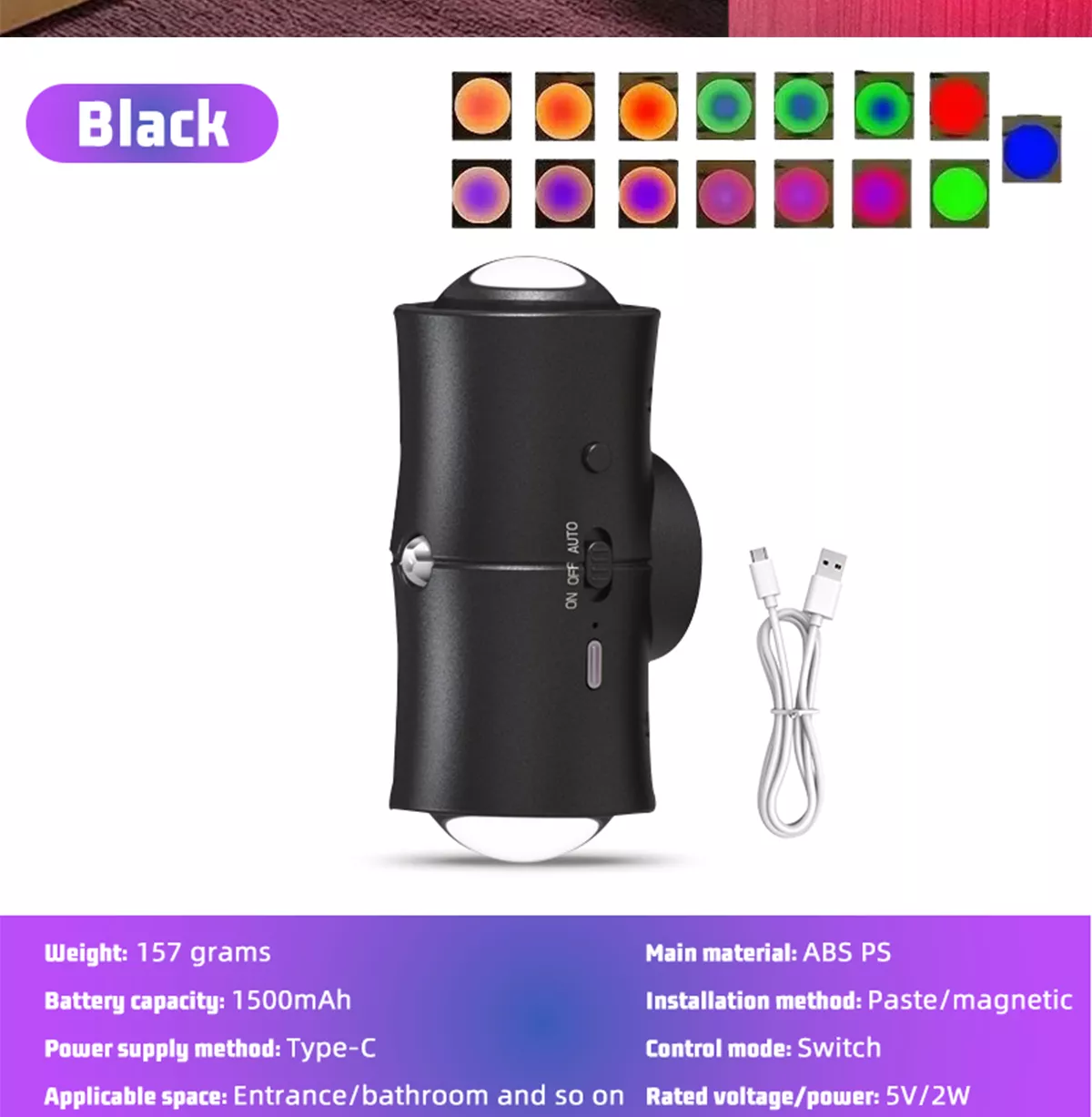 Picture of RGB Motion Sensor Magnetic Wall Light