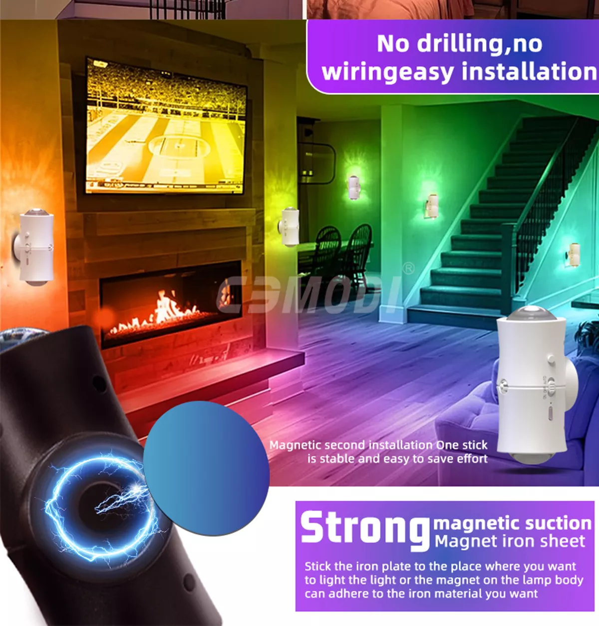 Picture of RGB Motion Sensor Magnetic Wall Light