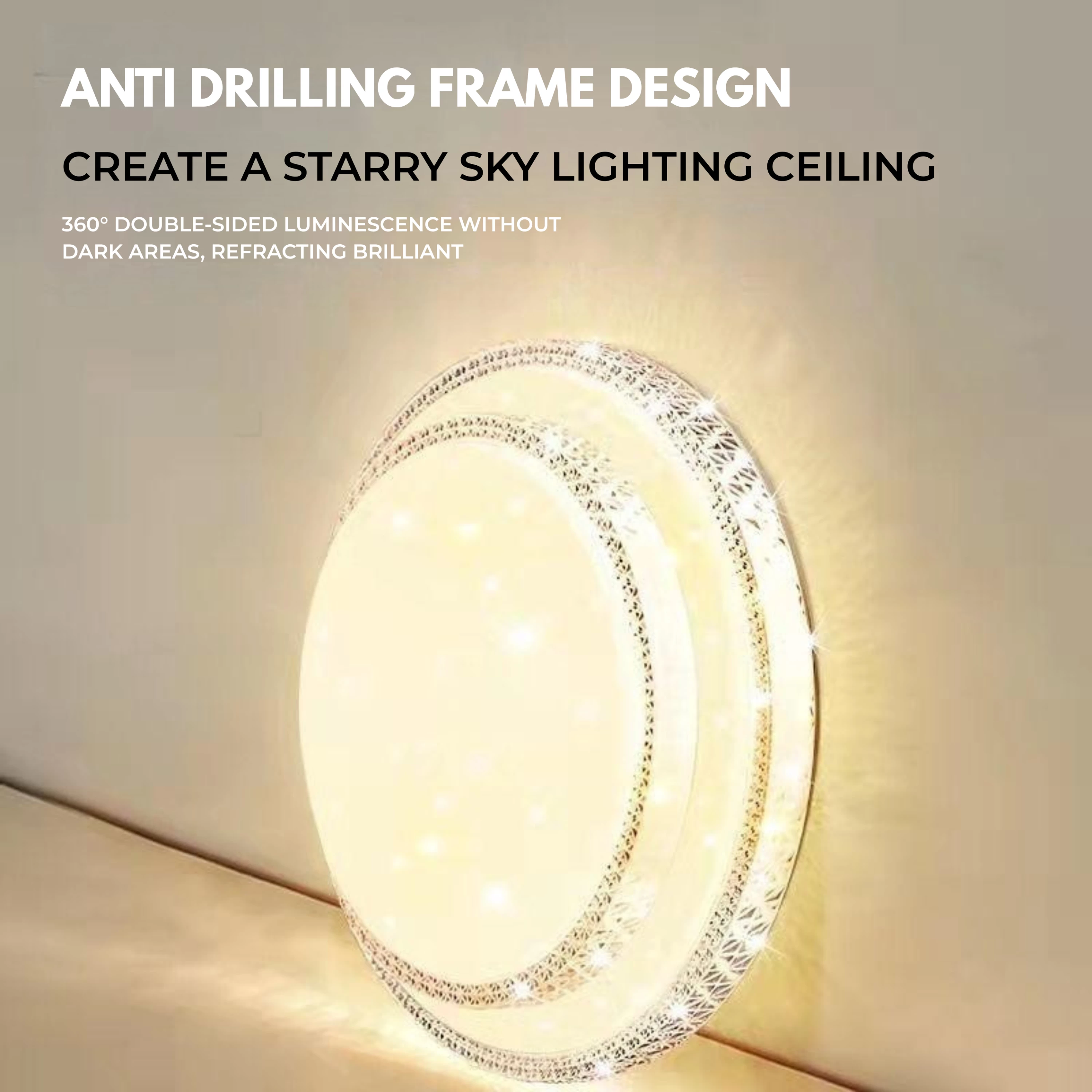 Picture of 72W Crystal LED Ceiling Light – 3 Color Modes | Modern Starry Sky Flush Mount Light