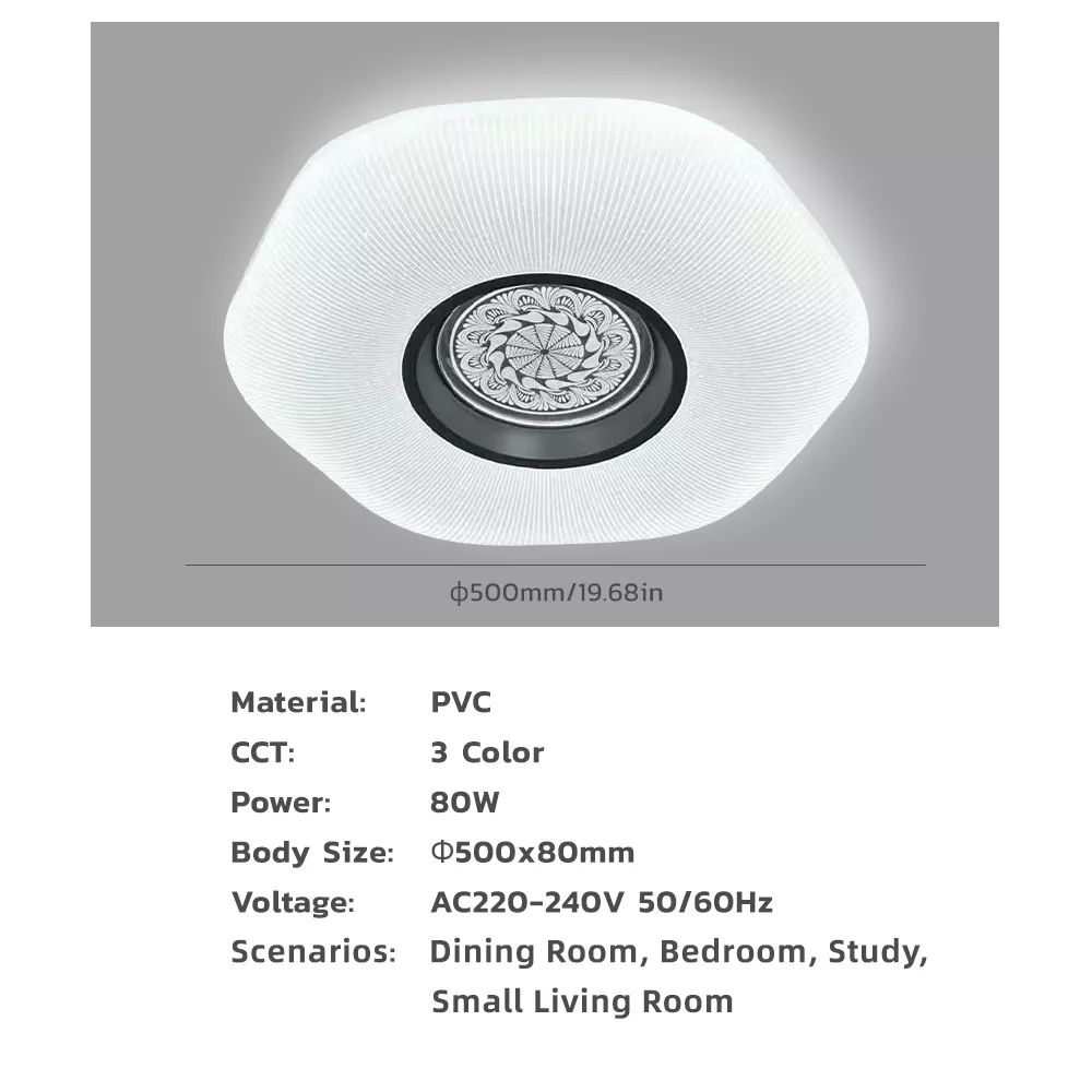 Picture of Luxury Crystal Center 3-Color LED Ceiling Light 80W