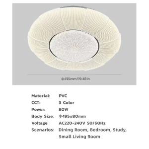 Dimensions and specifications of the 80W PVC LED ceiling light