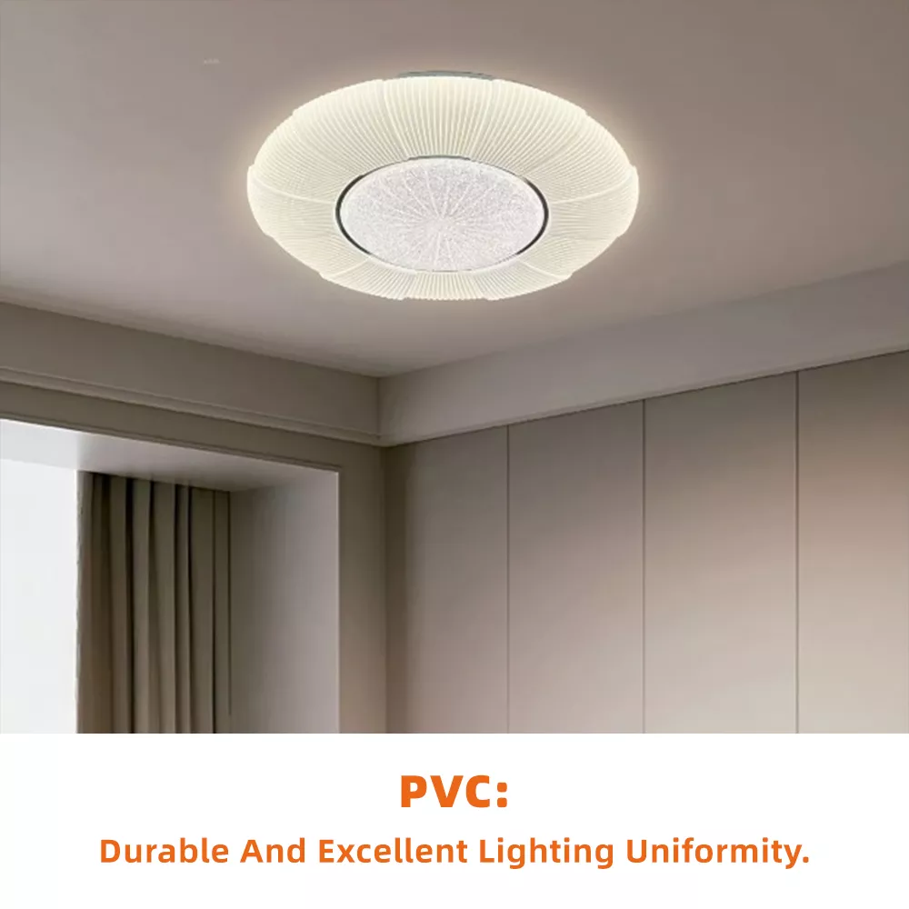 Modern ceiling light in a minimalist bedroom with no UV radiation