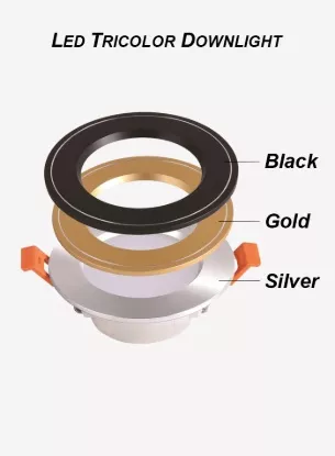 LED tricolor downlight specifications showing size beam angle and technical details