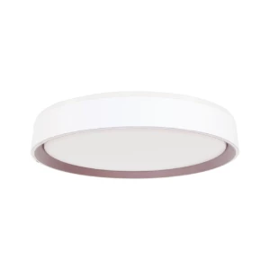 Isolated product view of white and rose gold round ceiling light