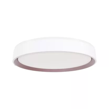 Isolated product view of white and rose gold round ceiling light