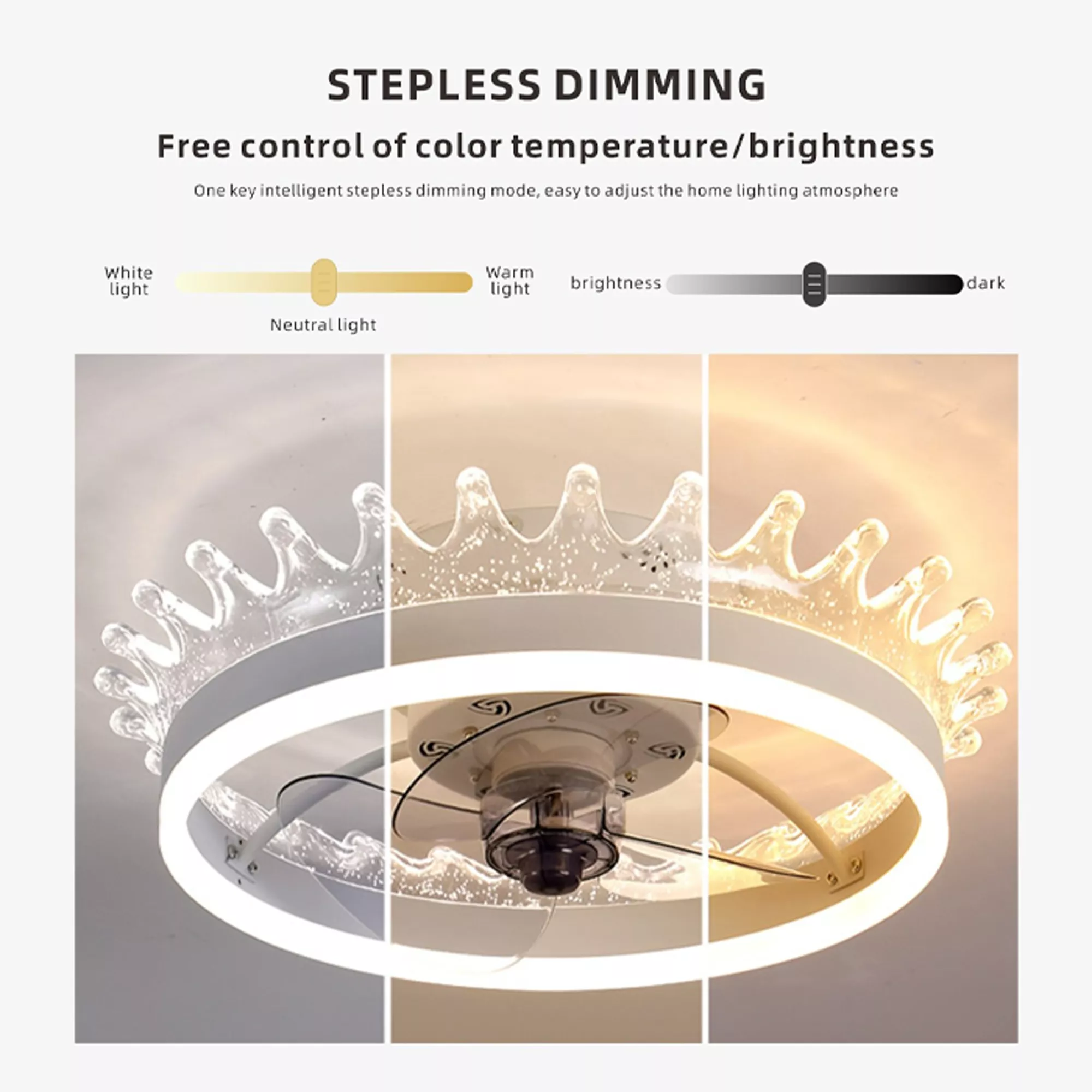 Demonstration of color temperature and brightness control for LED fan light