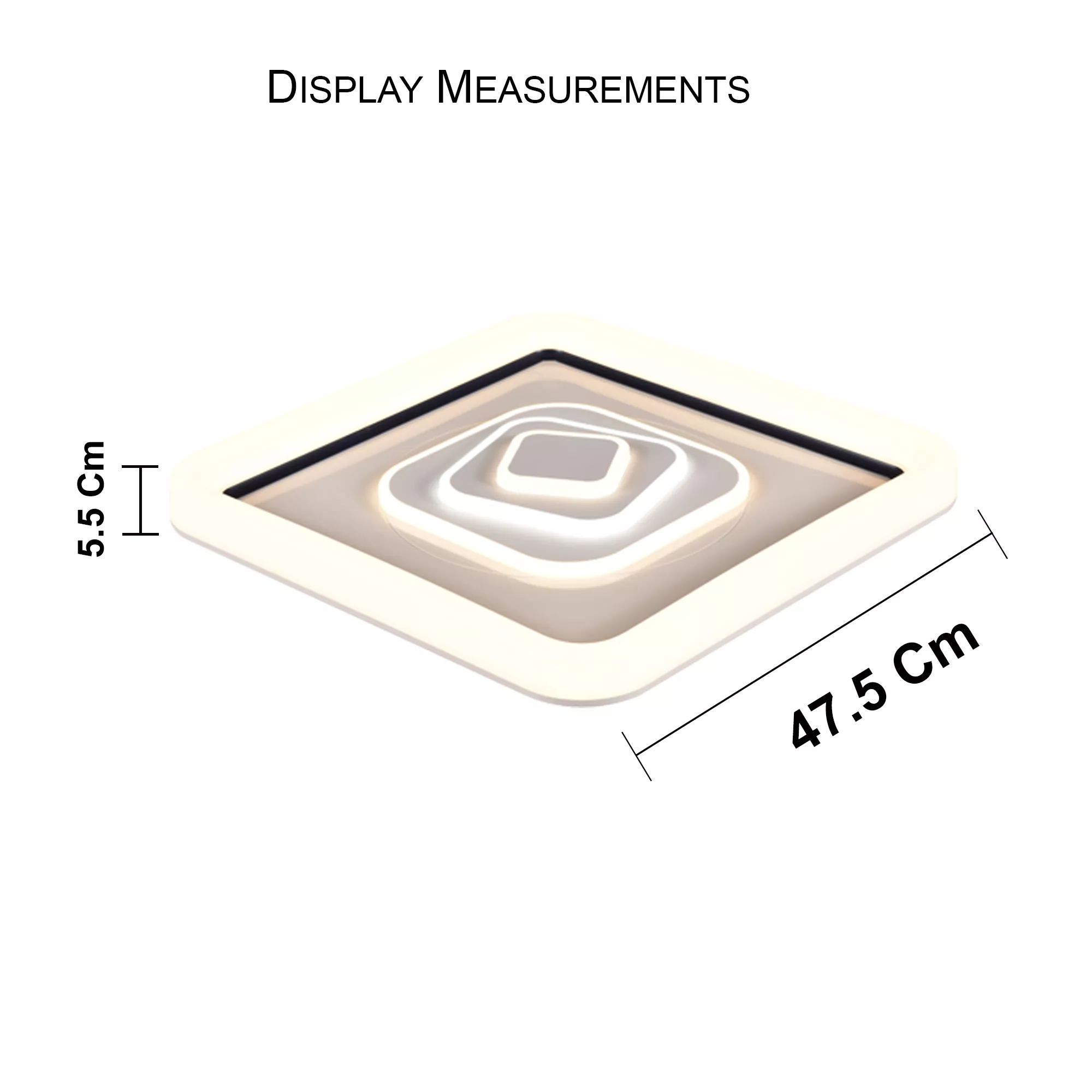 LED ceiling light with square rings design – 620 mm wide and 5.5 cm height