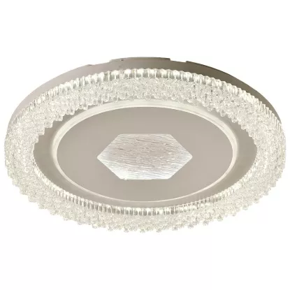 Zoomed-in view showing high-transparency PMMA cover and corrosion-resistant iron structure of the ceiling light.