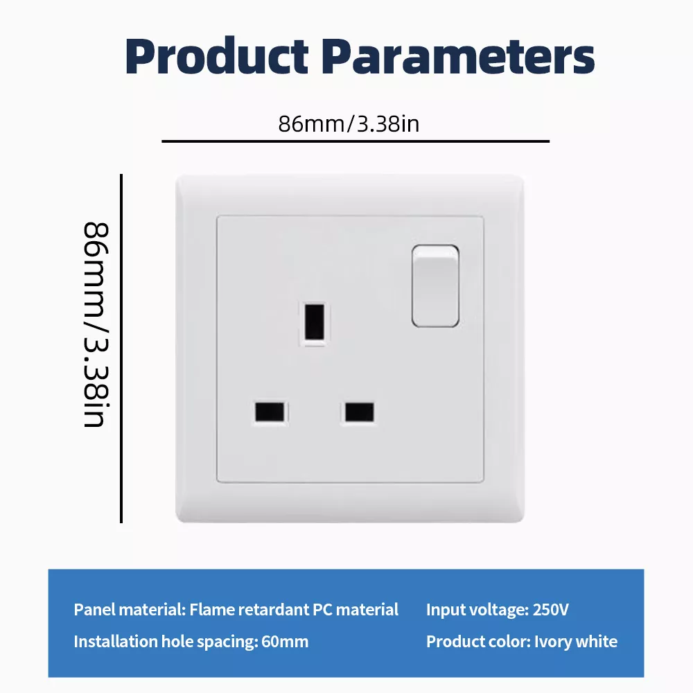 Picture of British Standard Wall Socket with Switch – UK Plug Power Outlet