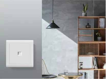 Picture of Telephone + Computer + TV Multi-Function Wall Outlet Panel