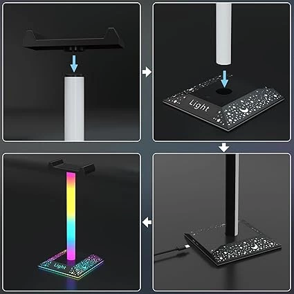 Picture of LED Headset Holder with USB Power, Touch Control & Starry Base – For Gaming, Streaming & Desk Setup