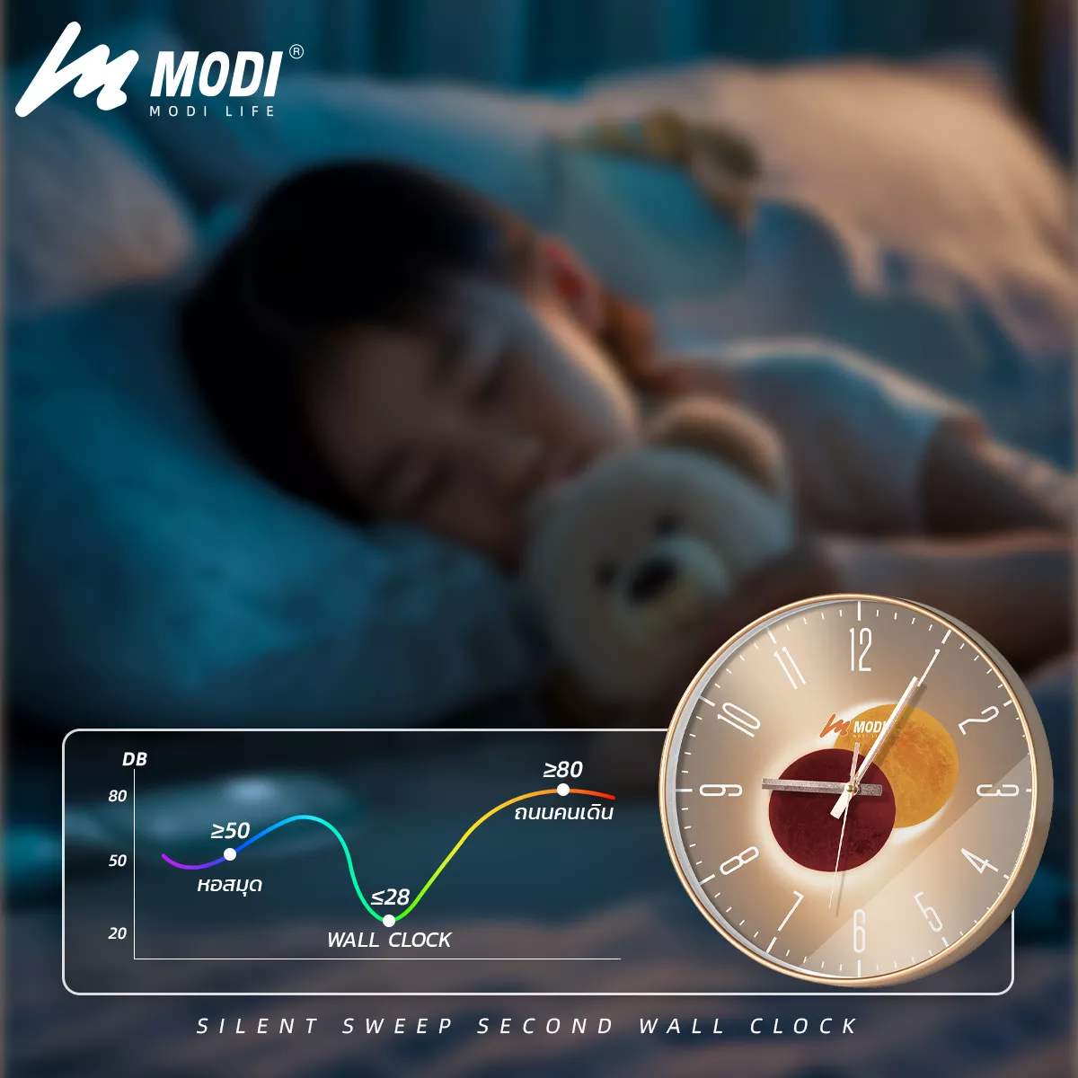 Picture of MODI Silent Wall Clock 12-Inch