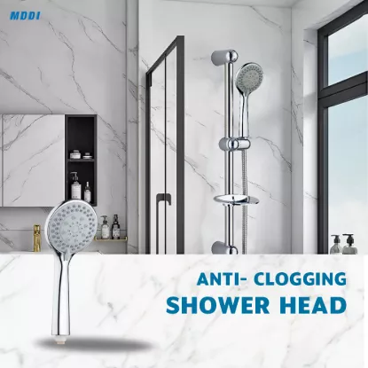 Picture of High-Pressure Anti-Clogging 5-Mode Chrome Shower Head with Hose & Wall Mount
