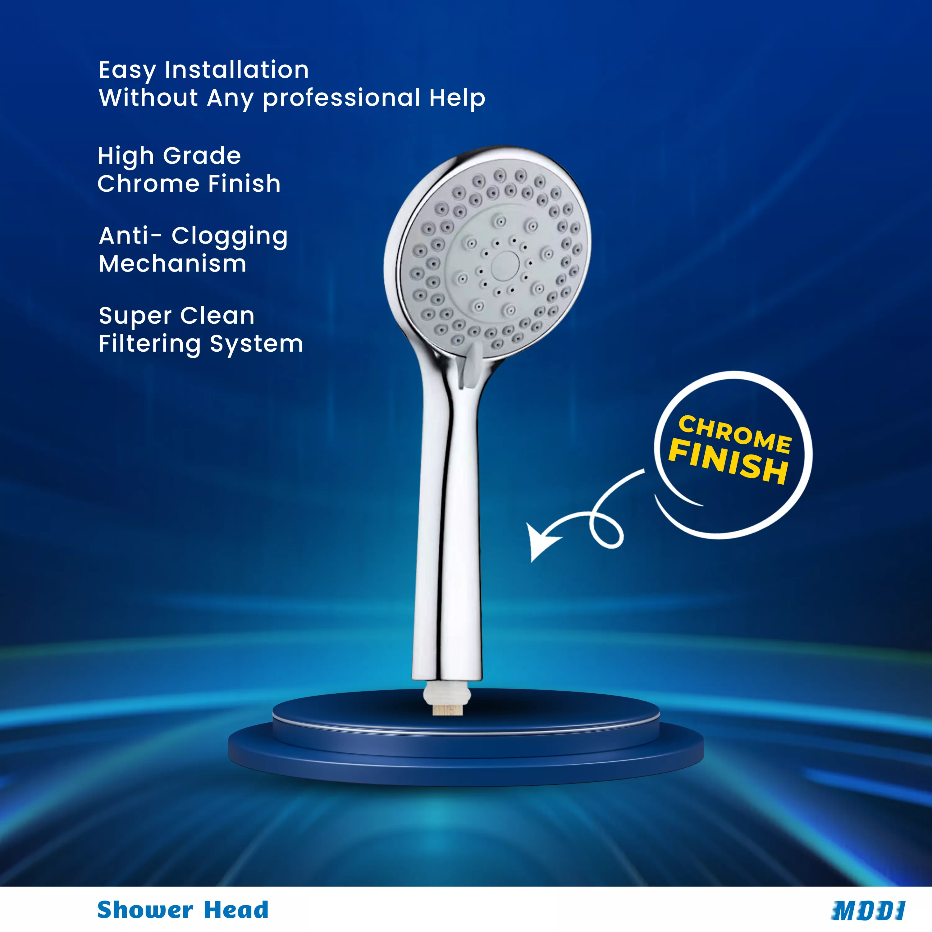 Picture of High-Pressure Anti-Clogging 5-Mode Chrome Shower Head with Hose & Wall Mount