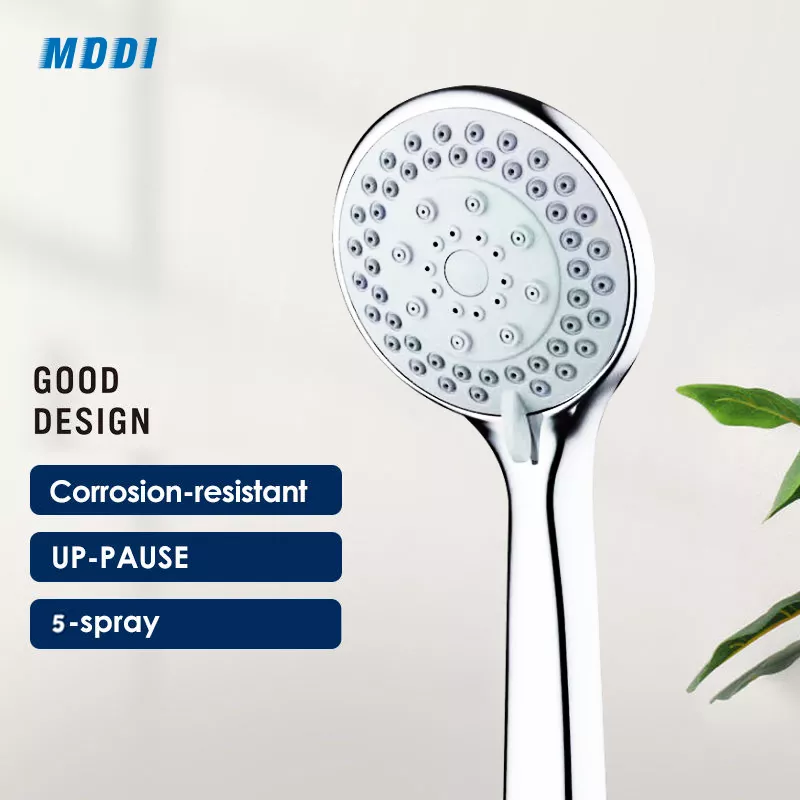 Picture of High-Pressure Anti-Clogging 5-Mode Chrome Shower Head with Hose & Wall Mount