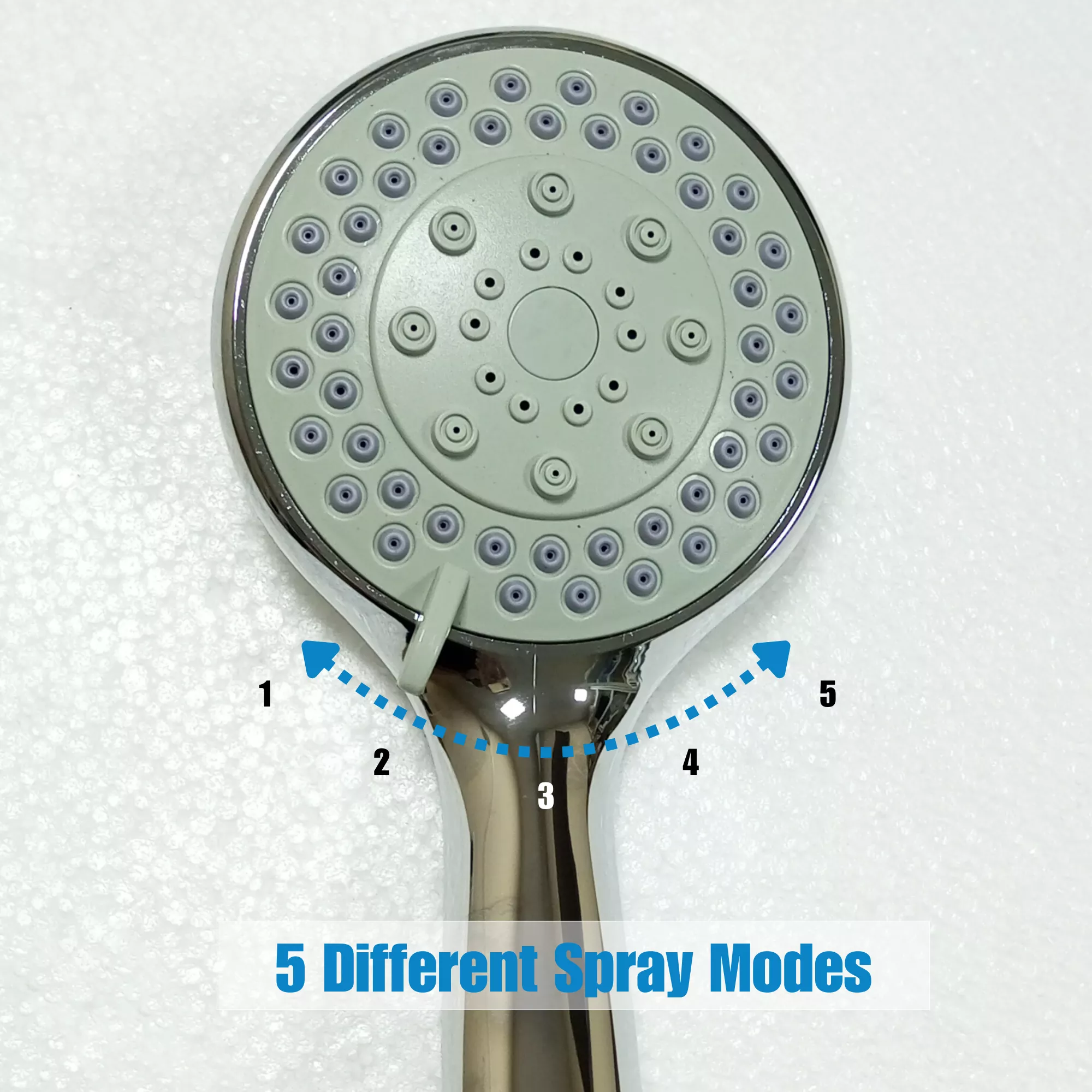 Picture of High-Pressure Anti-Clogging 5-Mode Chrome Shower Head with Hose & Wall Mount