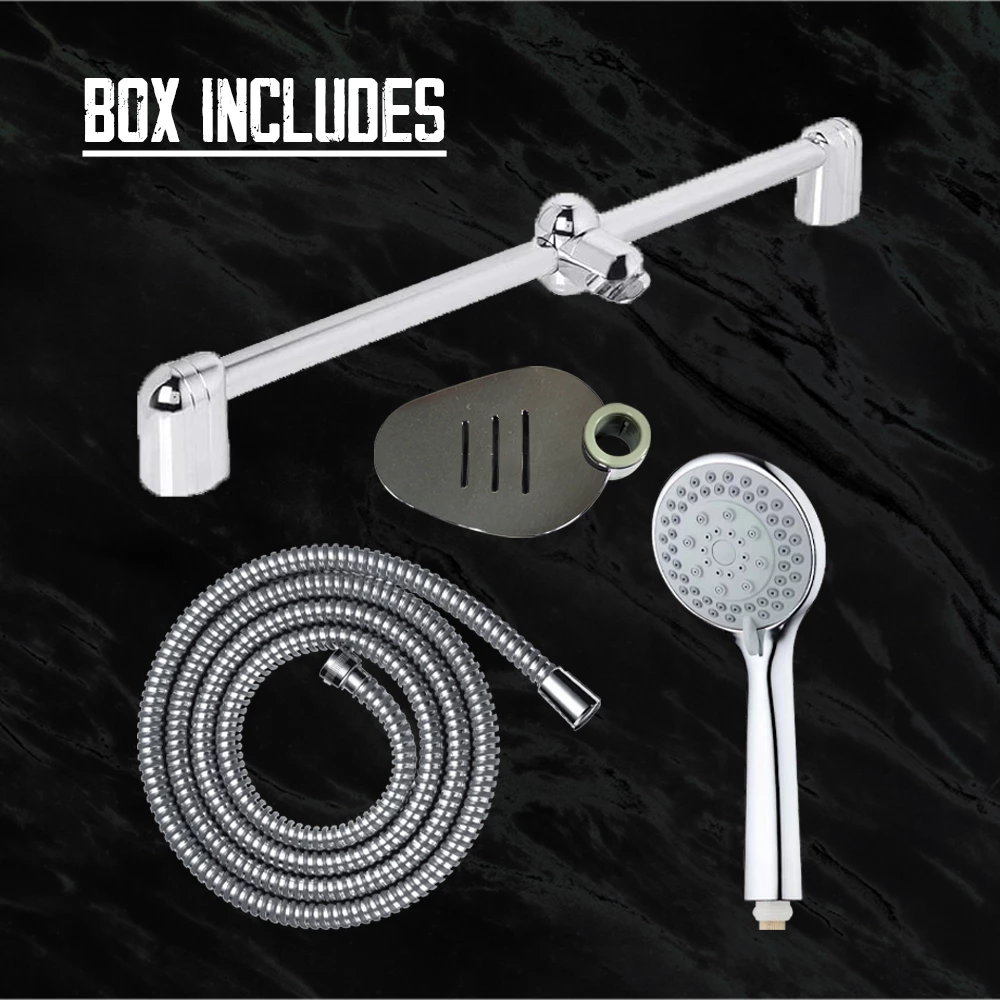 Picture of Adjustable Hand Shower Set with Sliding Rail | 5-Function Chrome Shower Head & Hose Kit