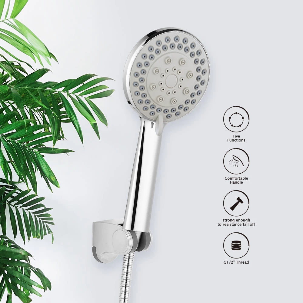 Picture of Adjustable Hand Shower Set with Sliding Rail | 5-Function Chrome Shower Head & Hose Kit