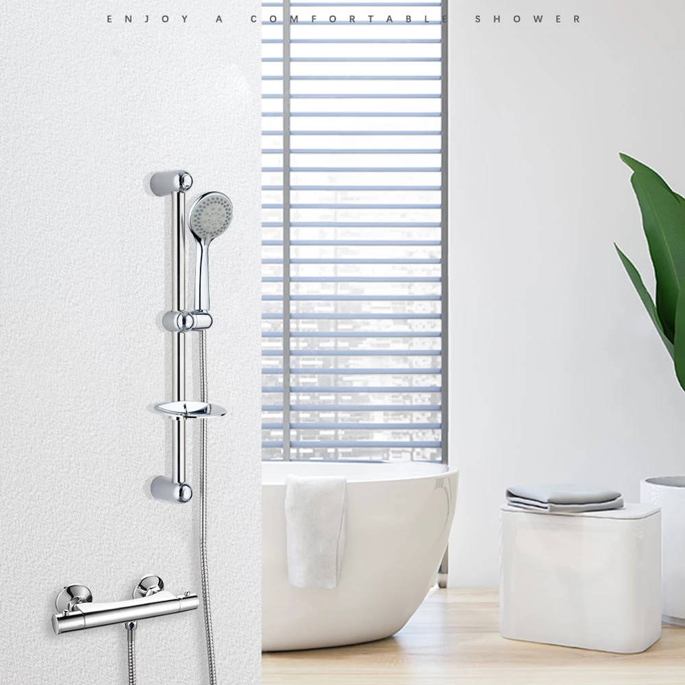 Picture of Adjustable Hand Shower Set with Sliding Rail | 5-Function Chrome Shower Head & Hose Kit