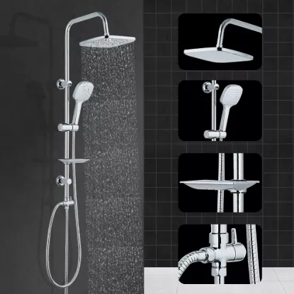Picture of Square Rain Shower Set with Hand Shower – Adjustable Rainfall Shower System