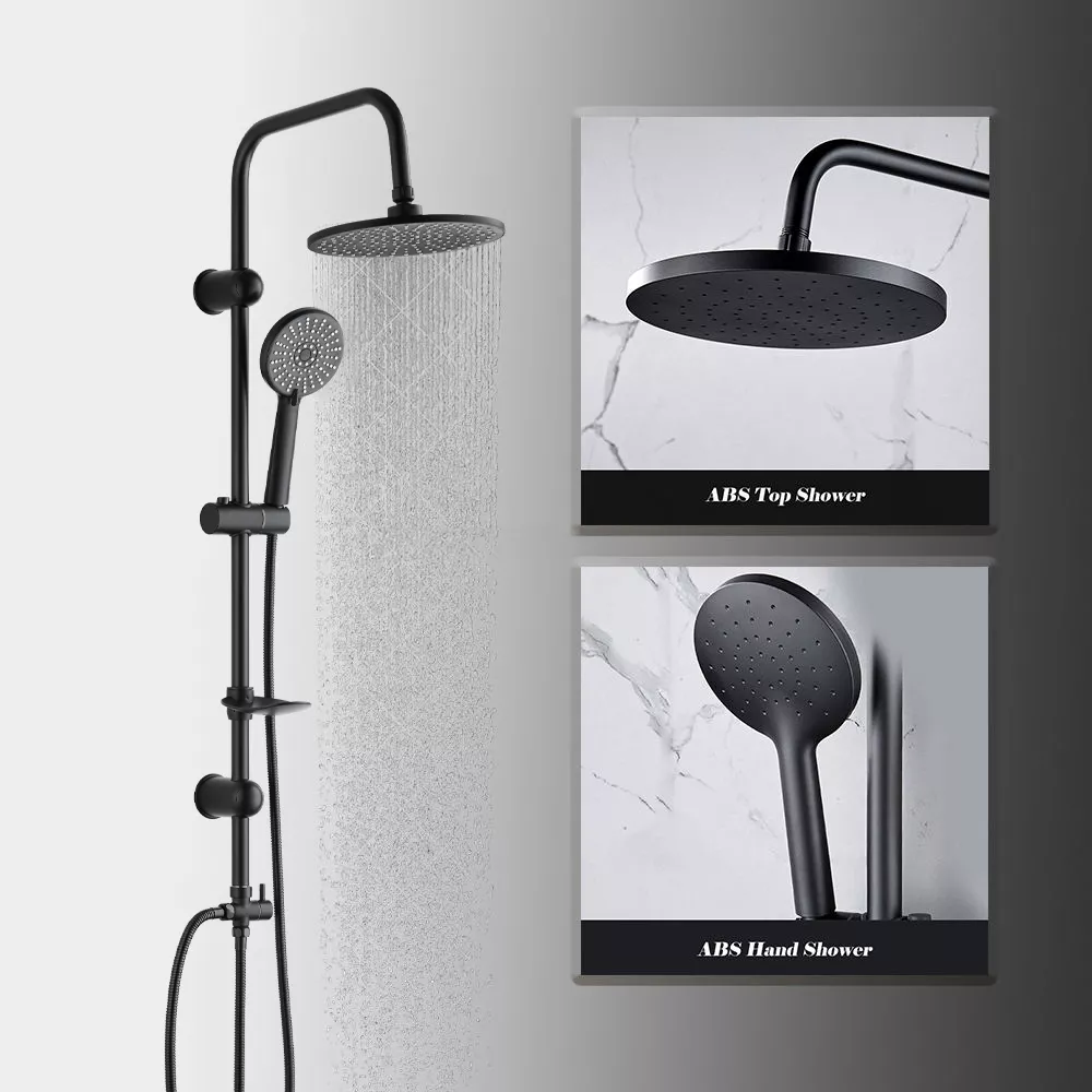 Picture of Black Rainfall Shower System | 10-Inch Overhead Shower + Handheld Shower | Wall Mounted Bathroom Shower Set
