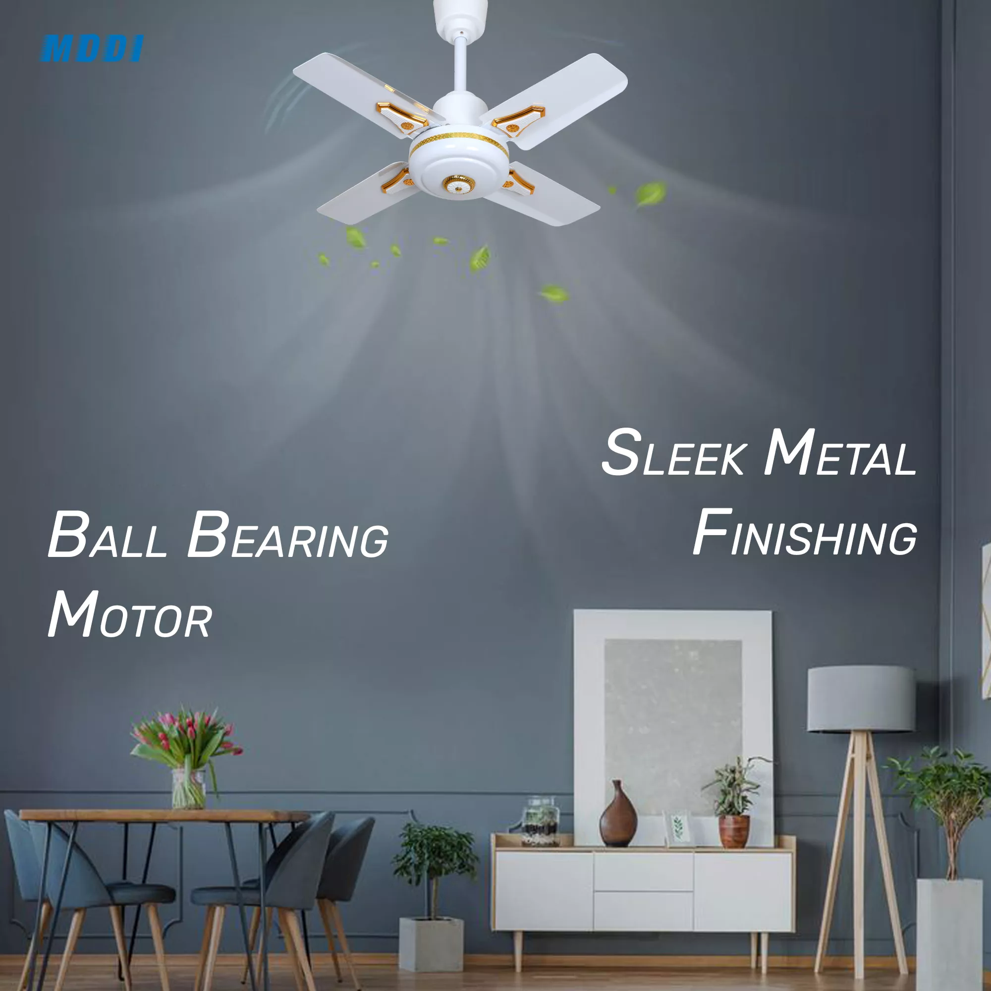 Picture of 24 Inch Ceiling Fan – 4 Blade Silent Motor | Gold Decor | High-Speed Copper Winding Fan