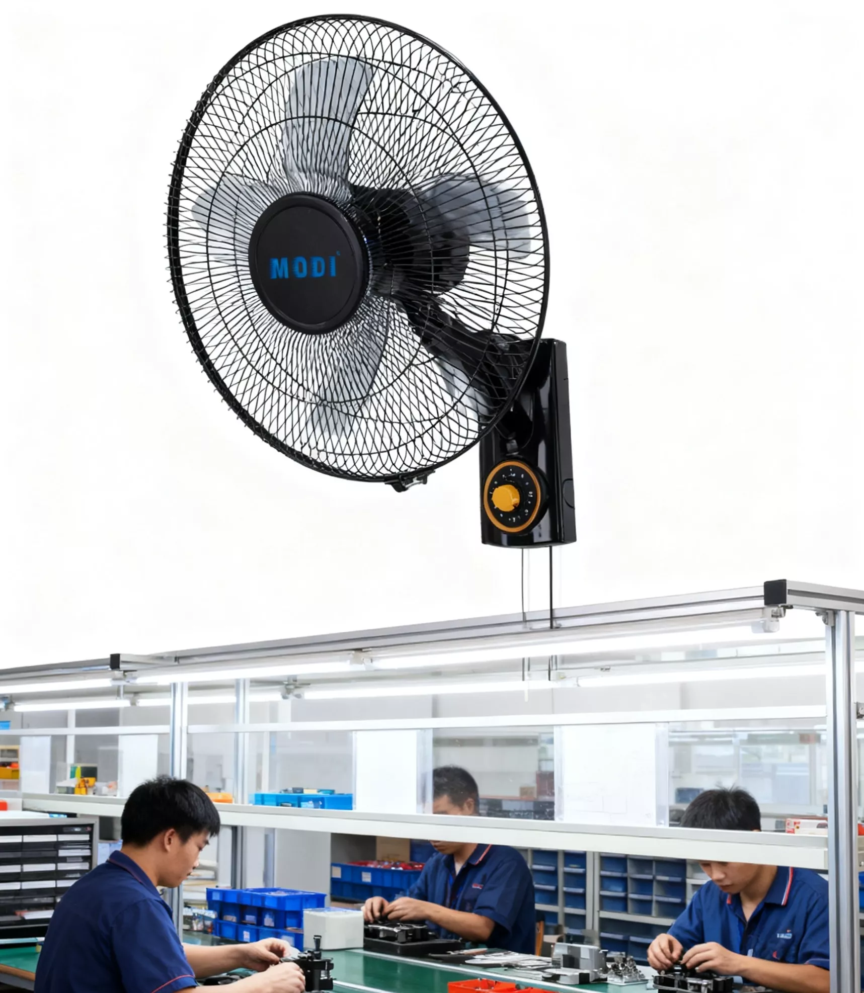 Picture of 5 blade wall fan, quiet wall fan, 16 inch wall fan, 3-speed wall fan, soft wind fan, MODI wall fan