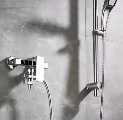 Picture of Wall Mounted Bath Mixer Faucet – Chrome Zinc Alloy Bathroom Tap with Shower Outlet